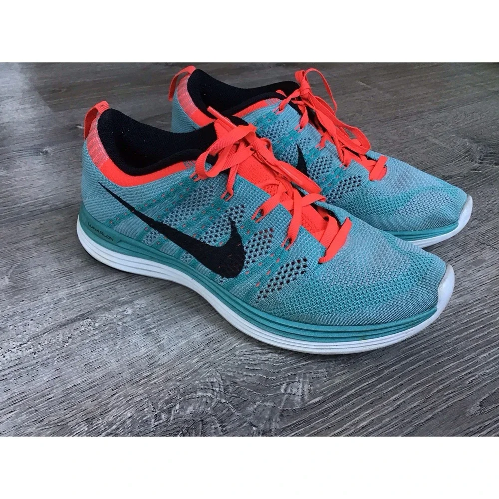 Nike Flyknit Lunar1 Sport Turquoise Pink Women's Sz 9.5 Running Shoes 554888-300